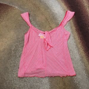 Red and white striped swim cover up tank